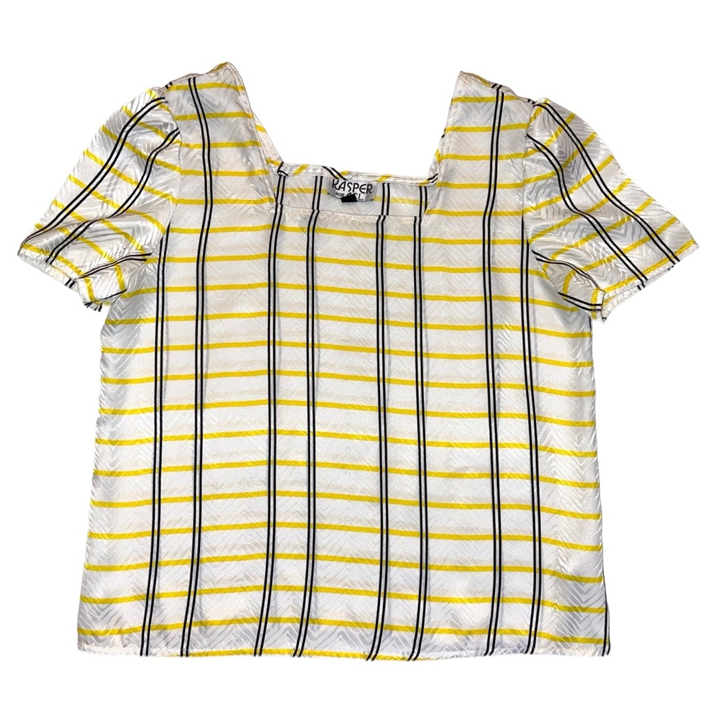Kasper Vintage Plaid Print Short Sleeves Satin Top Blouse Sz 8